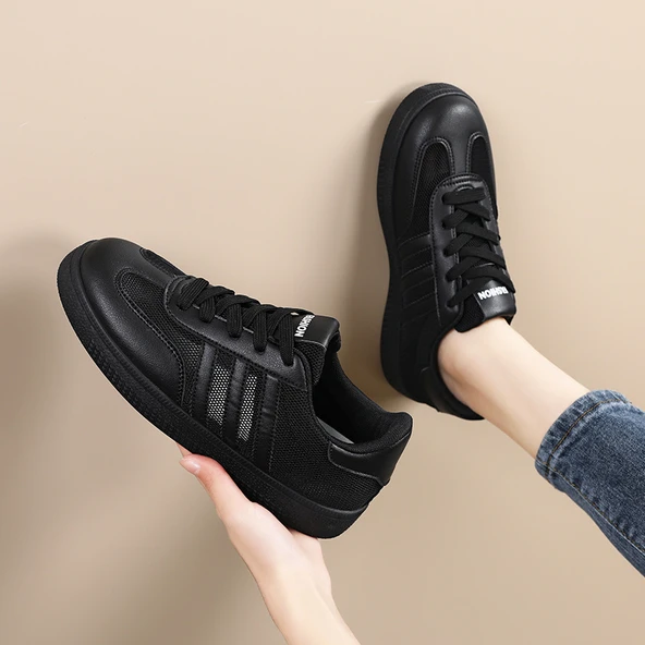 Kadın Günlük File Ayakkabı (Tamamen Siyah-2) - Resim 6