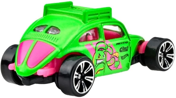 Hot Wheels Neon Yarışçılar Hlh72 - Custom Volkswagen Beetle Jby93 - Resim 3