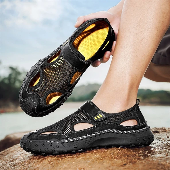 Erkek Yazlık File Ayakkabı (Kahverengi) - Resim 8