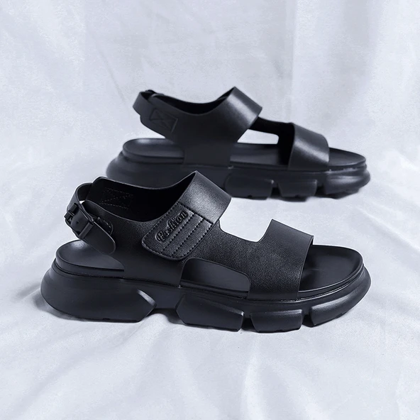 Erkek Yazlık Plaj Sandalet (Siyah) - Resim 5