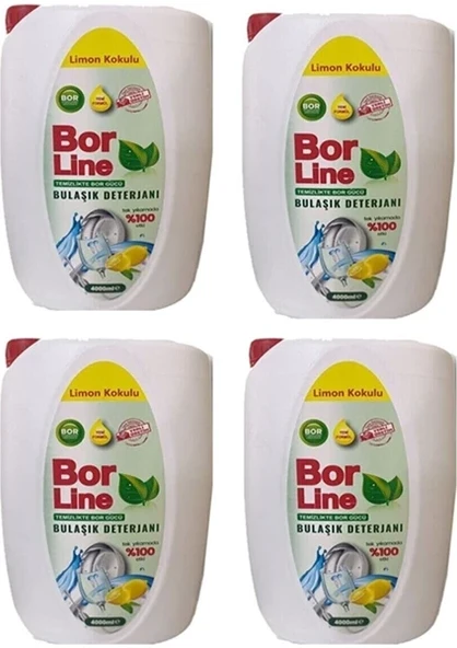 BORLINE Sıvı Bulaşık Deterjanı 4000 Ml Limon 4 Adet