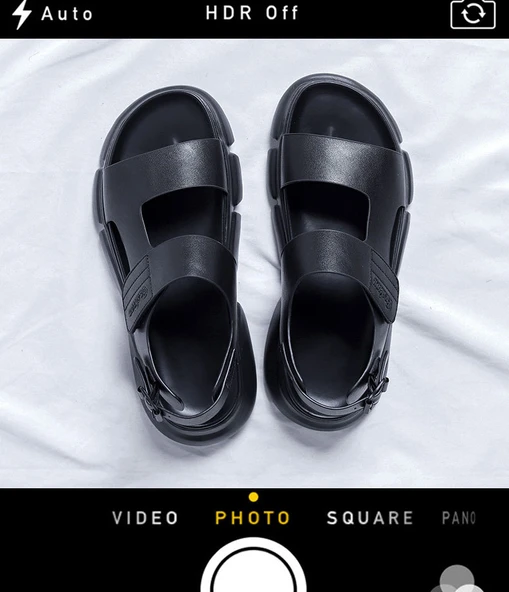 Erkek Yazlık Plaj Sandalet (Siyah) - Resim 8