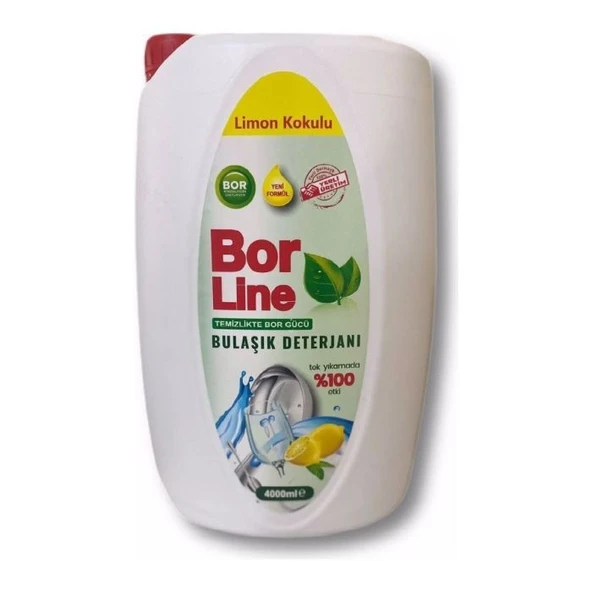 BORLINE Bor Katkılı Sıvı Bulaşık Deterjanı 4lt Limon Kokulu