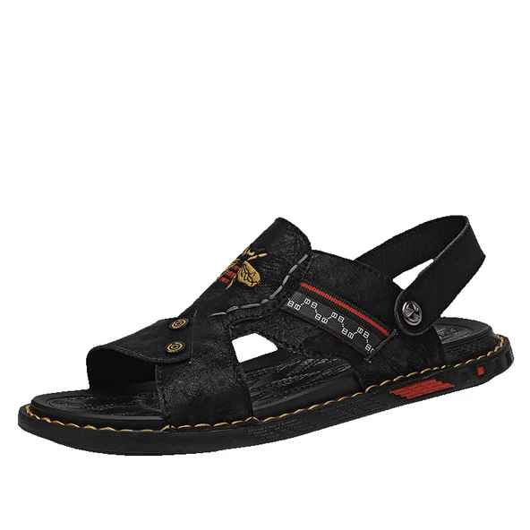 Erkek Deri Sandalet (Siyah) - Resim 5