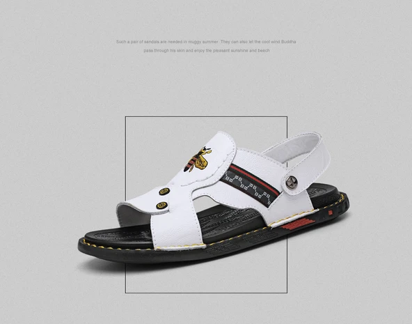 Erkek Deri Sandalet (Siyah) - Resim 9