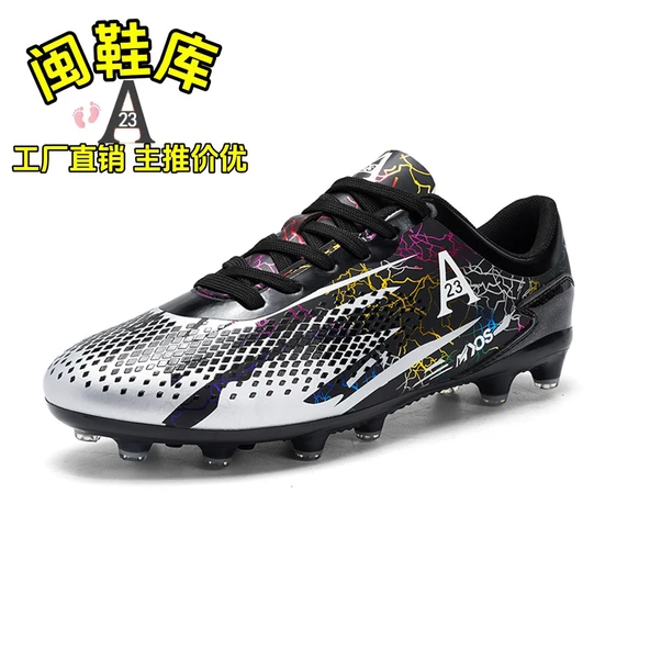 Çocuk Futbol Ayakkabısı - Halı Saha Kramponu - Unisex (Siyah - Gri Uzun Krampon)