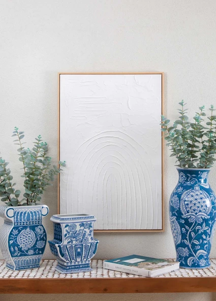 The Mia Dekoratif Küp Vazo Mavi 26x13x33 cm - Resim 4