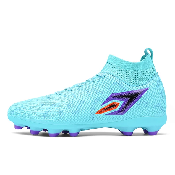 Unisex Yüksek Topuklu TF Futbol Ayakkabısı (Buz Mavisi - Mor)
