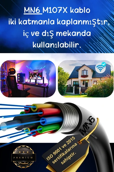 MN6 M107X 40 Metre internet kablosu/CAT6 iki kat korumalı UTP 0,57MM/İç dış mekan/40M ethernet kablosu - 3