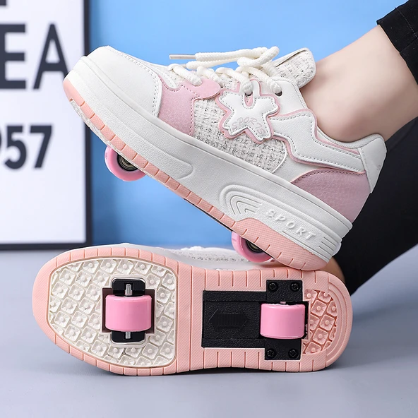 Unisex Çocuk Tekerlekli Spor Ayakkabı (Pembe)