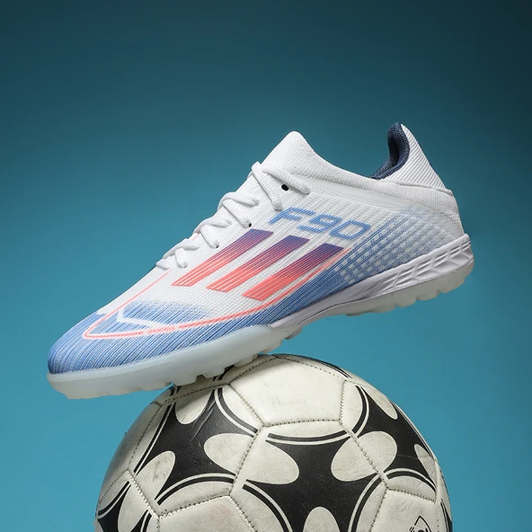 Unisex Krampon Futbol Ayakkabısı (Beyaz - Mavi Krampon)