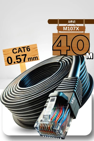 M107X 40 Metre internet kablosu/CAT6 iki kat korumalı UTP 0,57MM/İç dış mekan/40M ethernet kablosu