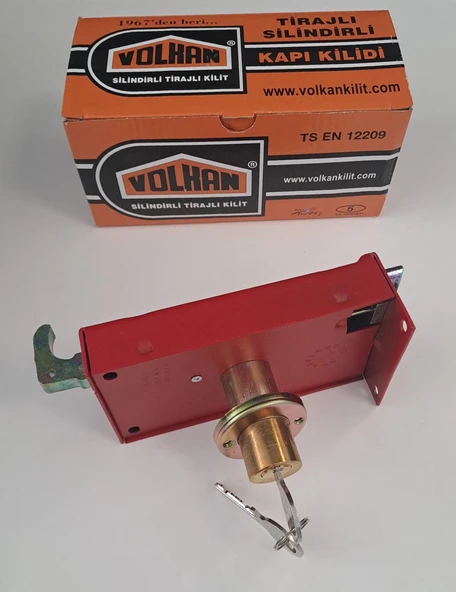 VOLKAN SİLİNDİRLİ TRAJLI ( TİRAJLI ) KİLİT KARE 14 cm SİLİNDİRLİ TRAJLI ( TİRAJLI ) KİLİT - DEMİR KAPI KİLİDİ - 3