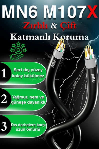 MN6 M107X 40 Metre internet kablosu/CAT6 iki kat korumalı UTP 0,57MM/İç dış mekan/40M ethernet kablosu - 3