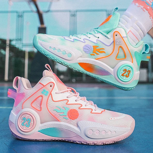 Unisex Çocuk Basketbol Ayakkabısı (İki Tonlu Mavi Pembe)