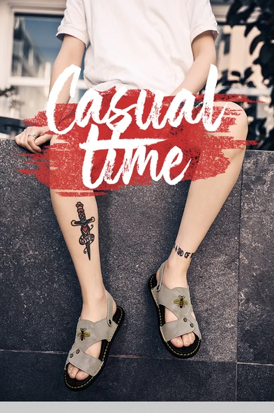 Erkek Deri Sandalet (Siyah) - Resim 7