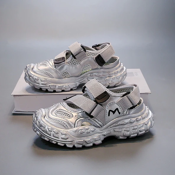 Unisex Çocuk Yazlık Terlik Sandalet (Gümüş)