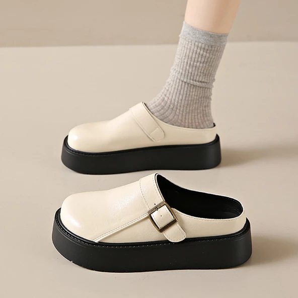 Kadın Mary Jane Loafer Ayakkabı (Bej)