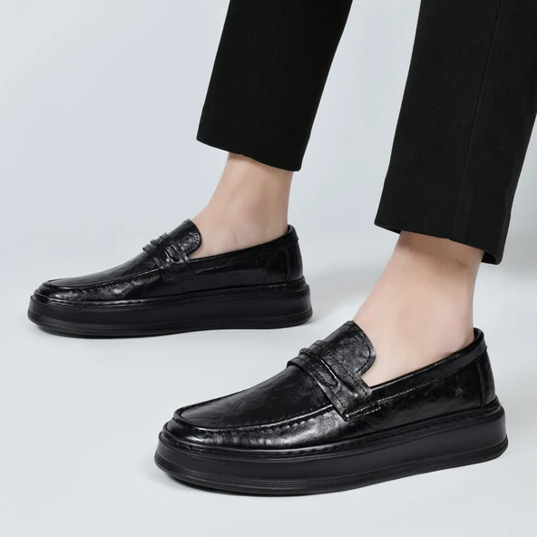 Erkek Deri Loafer Ayakkabı (Kahverengi)