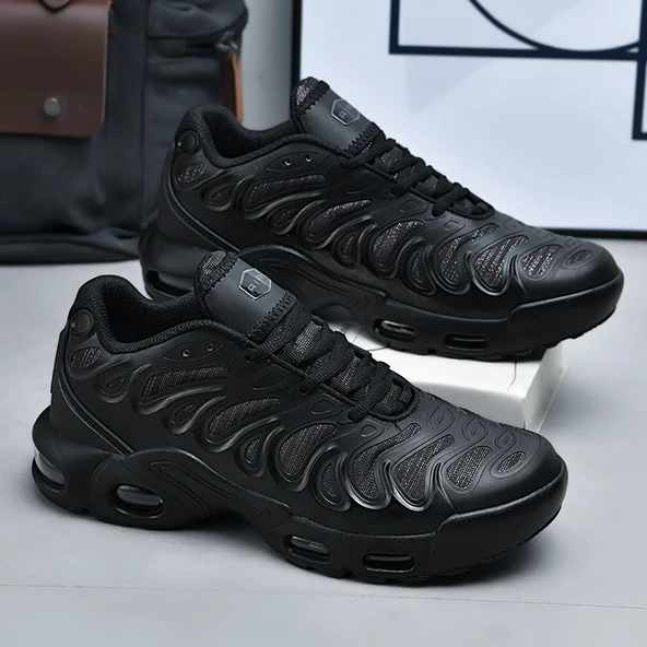 Unisex Hava Yastıklı Spor Ayakkabı (Siyah - Yeşil-1) - 5