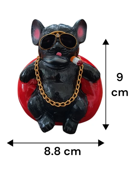 Pitbull Biblo Köpek Oturan Model  Torpido Üstü Araç İçi Süs Siyah - Resim 4