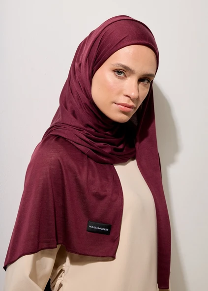 Tesettür Şal - Mürdüm - Resim 4