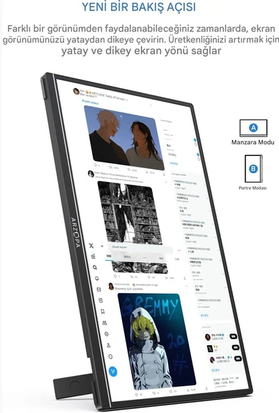 Arzopa A1S 14" Full HD 60Hz IPS Ultra İnce Taşınabilir Monitör - 4