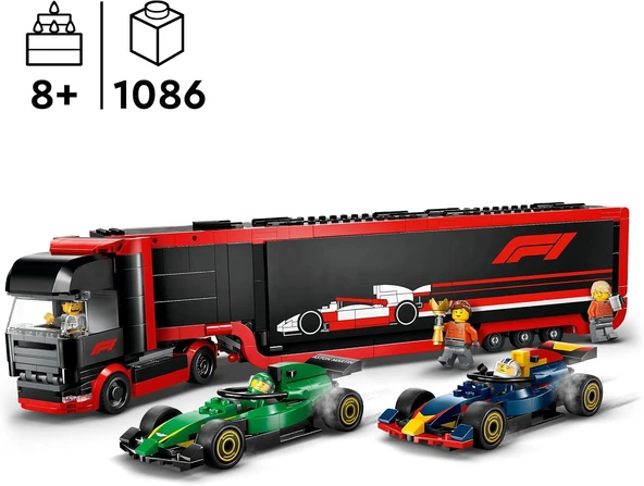 Lego City Rb20 Ve Amr24 F1 Arabalı F1 Kamyonu 60445-8 Yaş Ve Üzeri Çocuklar Için Yarış Arabalı Yarat - Resim 2