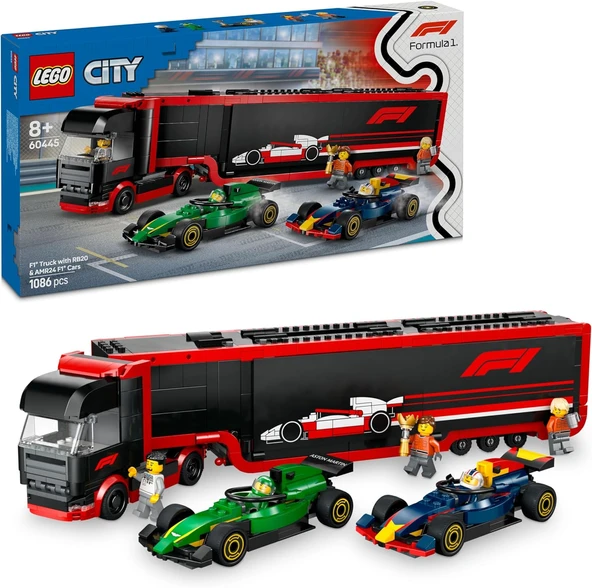 Lego City Rb20 Ve Amr24 F1 Arabalı F1 Kamyonu 60445-8 Yaş Ve Üzeri Çocuklar Için Yarış Arabalı Yarat ürün görseli 1