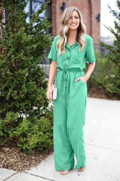 Keten Günlük Su Yeşili Tulum ürün görseli