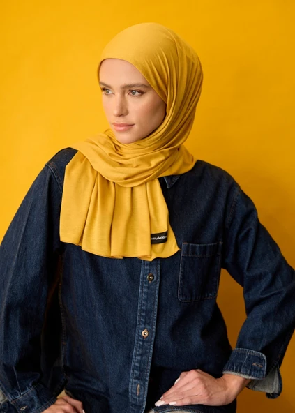 Tesettür Şal - Hardal - Resim 2