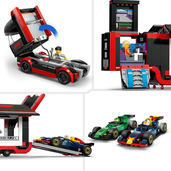 Lego City Rb20 Ve Amr24 F1 Arabalı F1 Kamyonu 60445-8 Yaş Ve Üzeri Çocuklar Için Yarış Arabalı Yarat - Resim 5