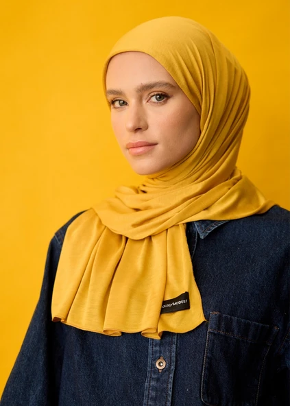 Tesettür Şal - Hardal - Resim 3