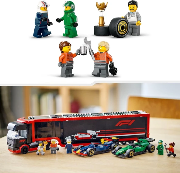 Lego City Rb20 Ve Amr24 F1 Arabalı F1 Kamyonu 60445-8 Yaş Ve Üzeri Çocuklar Için Yarış Arabalı Yarat - Resim 6