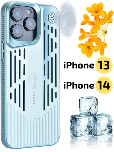 iPhone 13 - 14 Lüks Kokulu Telefon Kılıfı Ultra Design Darbeye Dayanıklı Premium Kılıf ( Mavi )