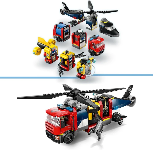 Lego City Helikopter, İtfaiye Kamyonu Ve Denizaltı Karışımı 60462-7 Yaş Ve Üzeri Çocuklar Için Yarat - Resim 3