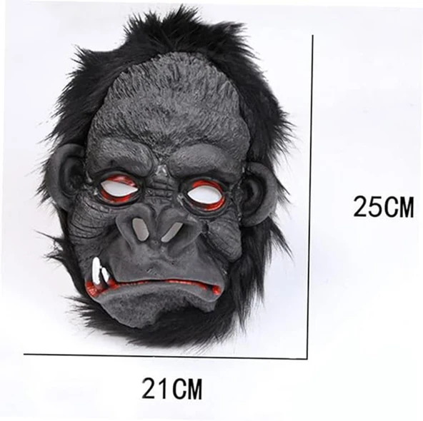 Lateks Goril Maskesi Maymun Maskesi Et Maskesi Orangutan Siyah Saçlı 4 No - 2