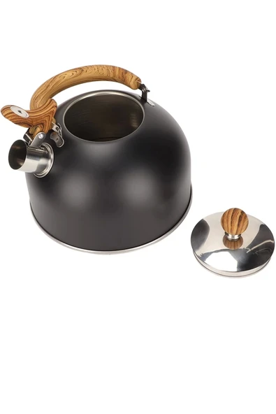 Tilbe Home Düdüklü Çaydanlık Ahşap İskandinav Su Isıtıcı Islık Çalan Çaydanlık Kettle Demlik Çay Potu 2 Litre - 3