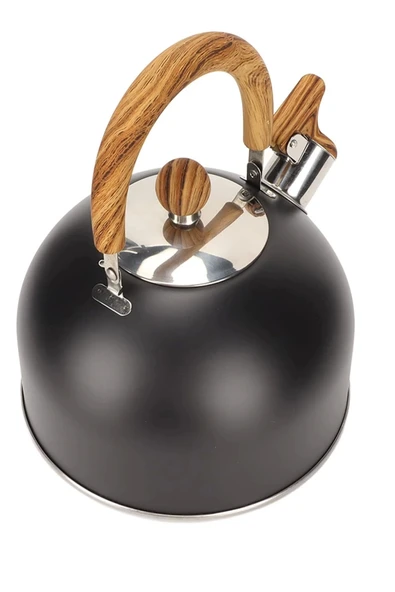 Tilbe Home Düdüklü Çaydanlık Ahşap İskandinav Su Isıtıcı Islık Çalan Çaydanlık Kettle Demlik Çay Potu 2 Litre - 4