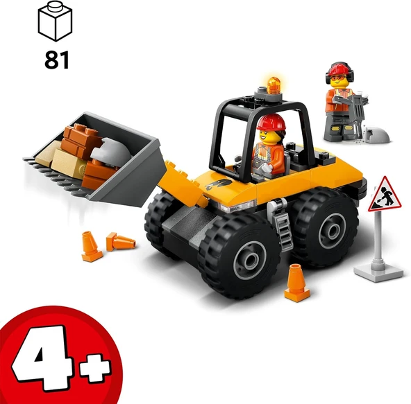 Lego Sarı Tekerlekli İnşaat Yükleyicisi 60450-4 Yaş Ve Üzeri Çocuklar Için Yaratıcı İnşaat Aracı İçe - Resim 2