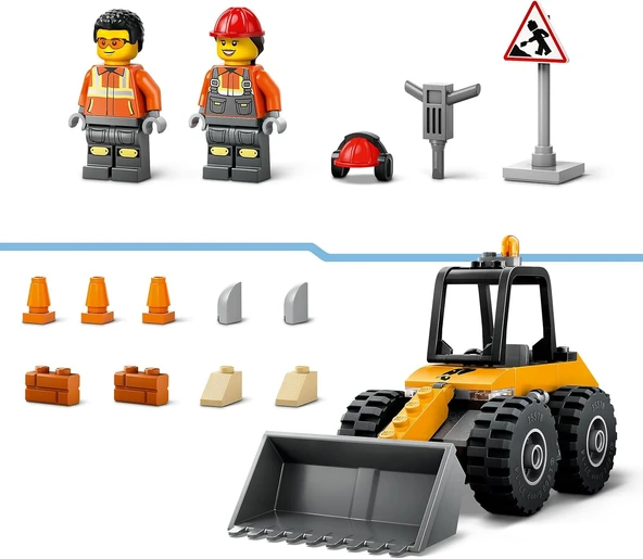 Lego Sarı Tekerlekli İnşaat Yükleyicisi 60450-4 Yaş Ve Üzeri Çocuklar Için Yaratıcı İnşaat Aracı İçe - Resim 5