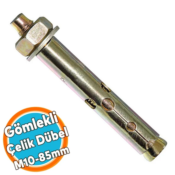 Saplamalı Dübel Gömlek Çelik Dübel M10x85 mm Raf Montaj Bağlantı Zemin Monte Tavan Beton Asma Aparat