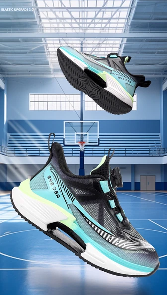 Unisex Çocuk Spor Ayakkabı (Siyah - Yeşil-2) - 8