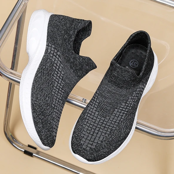 Unisex Örme Günlük Spor Ayakkabı (Siyah ve beyaz)