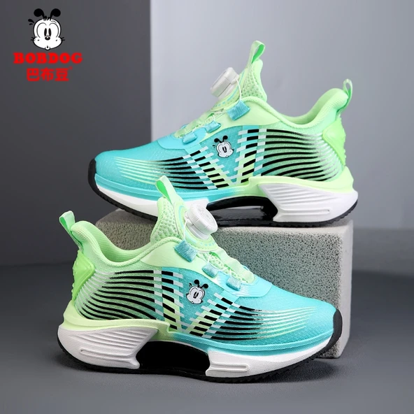 Unisex Çocuk Fileli Spor Ayakkabı (Siyah - Yeşil)