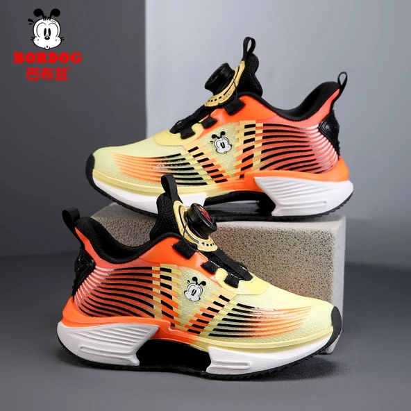 Unisex Çocuk Fileli Spor Ayakkabı (Siyah - Turuncu)
