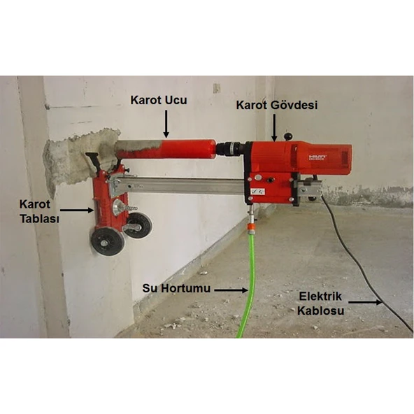Elektrikli Standart Karot Makinesi Tezgah Tipli 3200 W Açısız Sulu Güçlü Delme Numune Alma Makinesi - 3