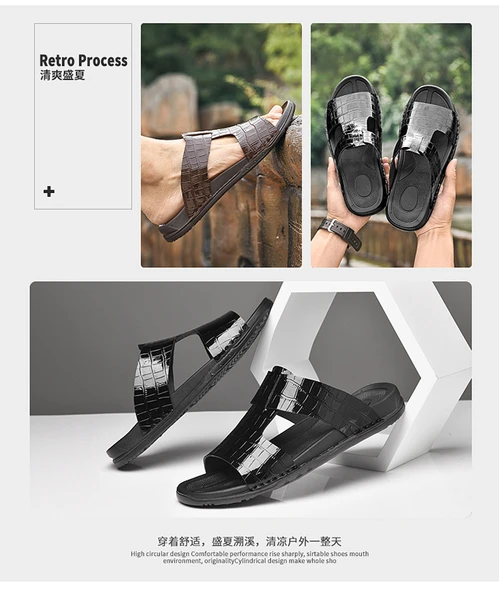 Erkek Deri Plaj Sandalet (Sandalet Siyah-6) - Resim 10