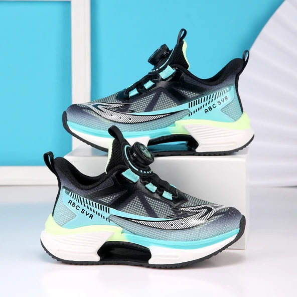 Unisex Çocuk Spor Ayakkabı (Siyah - Yeşil-2)