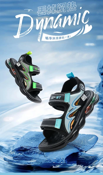 Unisex Yazlık Plaj Sandalet (Siyah - Yeşil-1) - 9